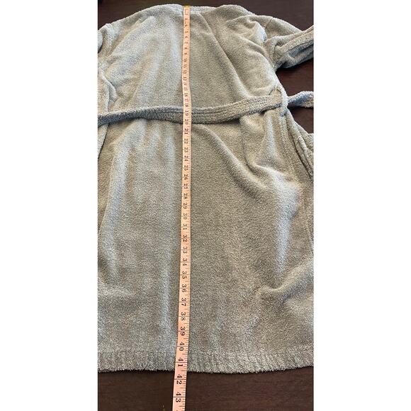 Chakir Turkish Linens 100% Cotton Terry Bath Robe Gray Medium Belted Pockets - Picture 7 of 8